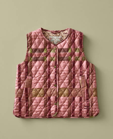 Barbour FARM Rio Fernanda Liner Pink Tartan/Beige Heart Print