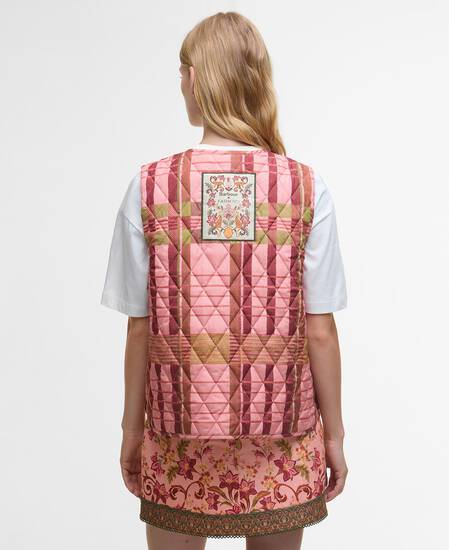 Barbour FARM Rio Fernanda Liner Pink Tartan/Beige Heart Print