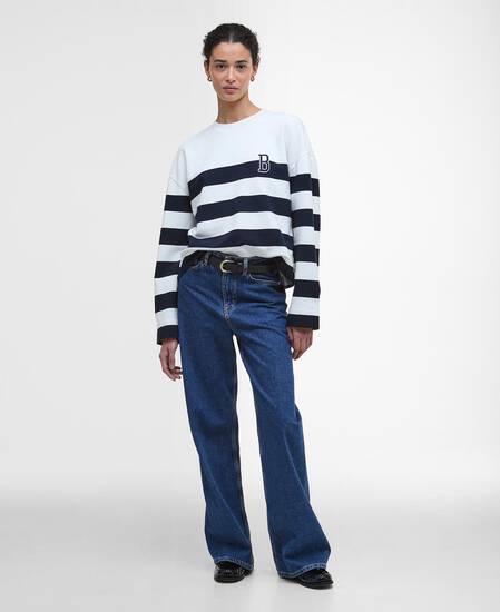 Faye Striped Sweatshirt Cloud/Navy Stripe