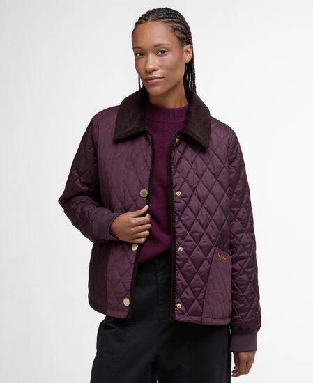 Marla Quilted Jacket Black Cherry/Dark Brown//Muted Tartan