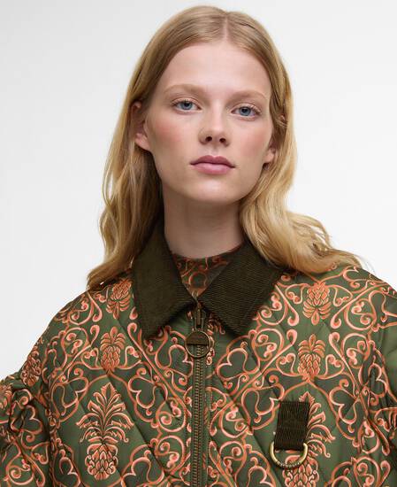 Barbour FARM Rio Luisa Quilted Jacket Pineapple/Green Heart Print