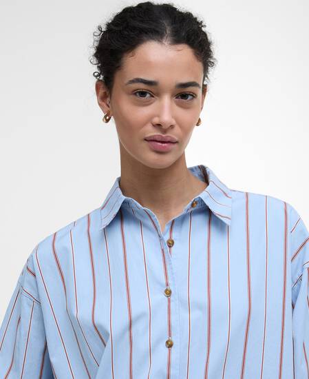 Saffron Striped Relaxed Shirt Ice Blue Stripe