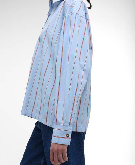 Saffron Striped Relaxed Shirt Ice Blue Stripe