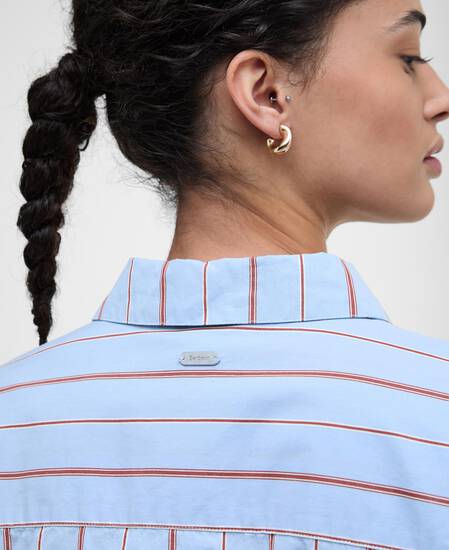 Saffron Striped Relaxed Shirt Ice Blue Stripe