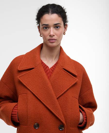 Blyth Double Breasted Wool Coat Burnt Orange/Hessian Tartan