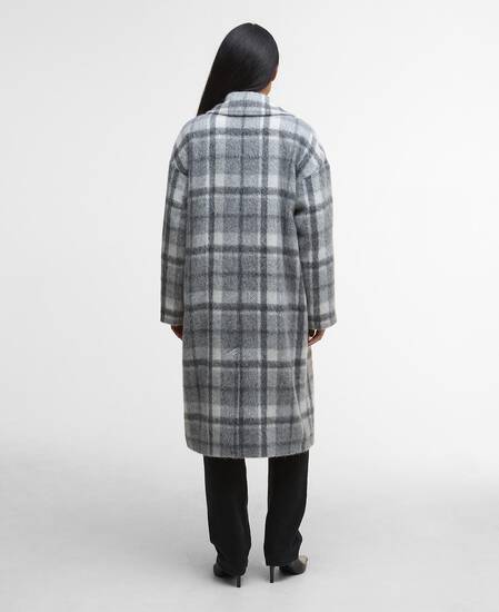 Beattie Double-Breasted Wool Coat Soft Grey Check/Onyx Tartan