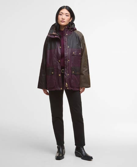 Keeley Waxed Jacket Merlot/Rustic/Beech/Muted Tartan