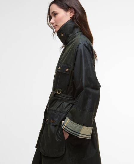 Milda Waxed Trench Coat Fern/Sage/Ancient Tartan