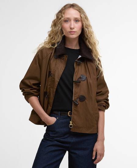 Myra Waxed Duffle Coat Bark/Hessian Tartan