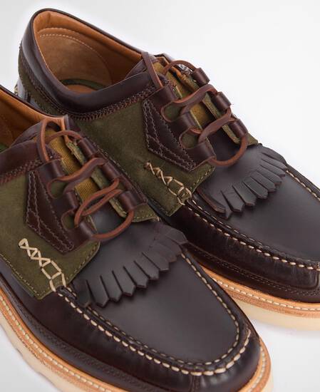 Grindon Moccasin Shoes Dark Choc/Olive