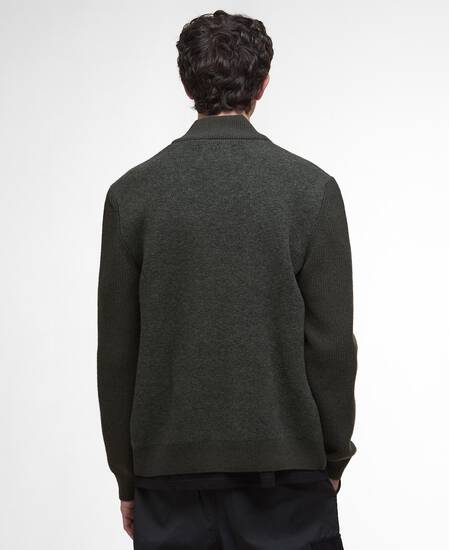 Milburn Zip-Up Jumper Dark Olive