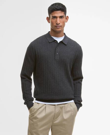 Smeaton Knitted Polo Black Marl