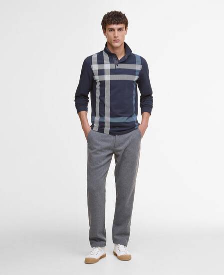 Blaine Tartan Long-Sleeved Polo Shirt Navy