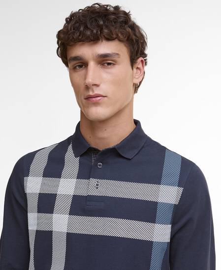 Blaine Tartan Long-Sleeved Polo Shirt Navy