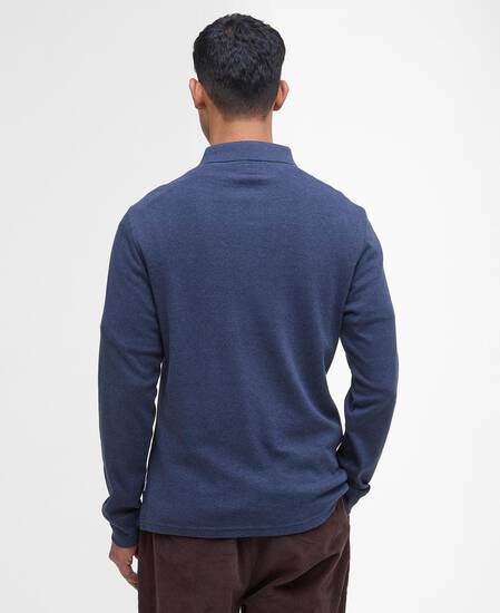 Farmwell Tailored Long-Sleeved Polo Shirt Navy