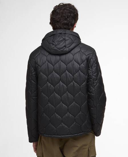 Re-Engineered Hooded Spey Quilted Jacket Black
