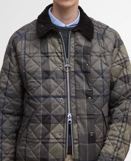Tartan Transport Quilted Jacket Navy Winter Dress Tartan