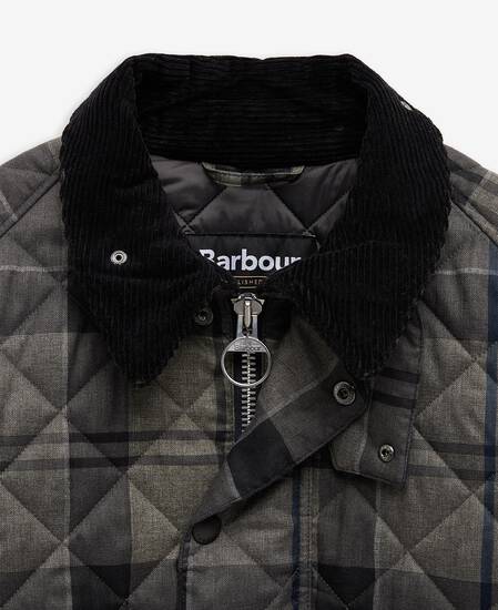 Tartan Transport Quilted Jacket Navy Winter Dress Tartan