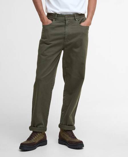 Washed Stretch Regular Trousers Forest