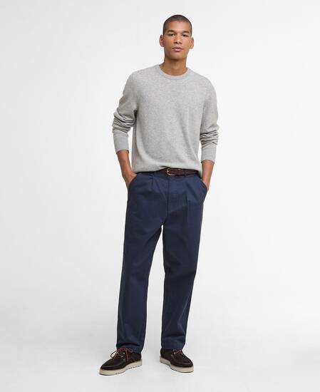 Bayview Relaxed Herringbone Trousers Navy