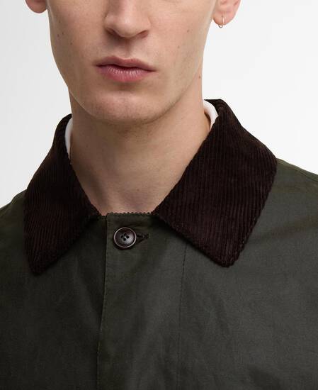 Barbour x Baracuta Tyne Waxed Car Coat Archive Olive