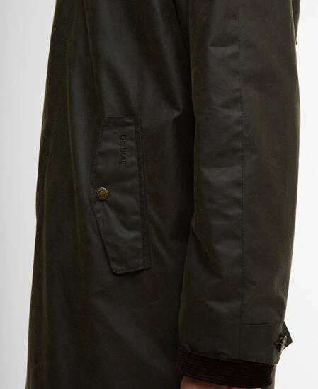 Barbour x Baracuta Tyne Waxed Car Coat Archive Olive
