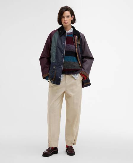 Paul Smith loves Barbour Striped Oversized Bedale Waxed Jacket Stripe